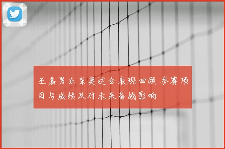 王嘉男东京奥运会表现回顾 参赛项目与成绩及对未来备战影响